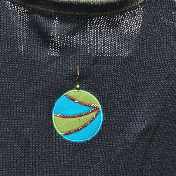 XL VTG Ramie/Cotton Christmas Ornament Patchwork Button Down Cardigan Sweater - Picture 6 of 7